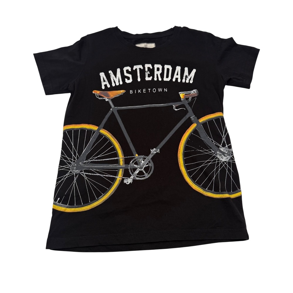 Fox Originals Amsterdam Biketown Bicycle Graphic T-Shirt Black Size 152